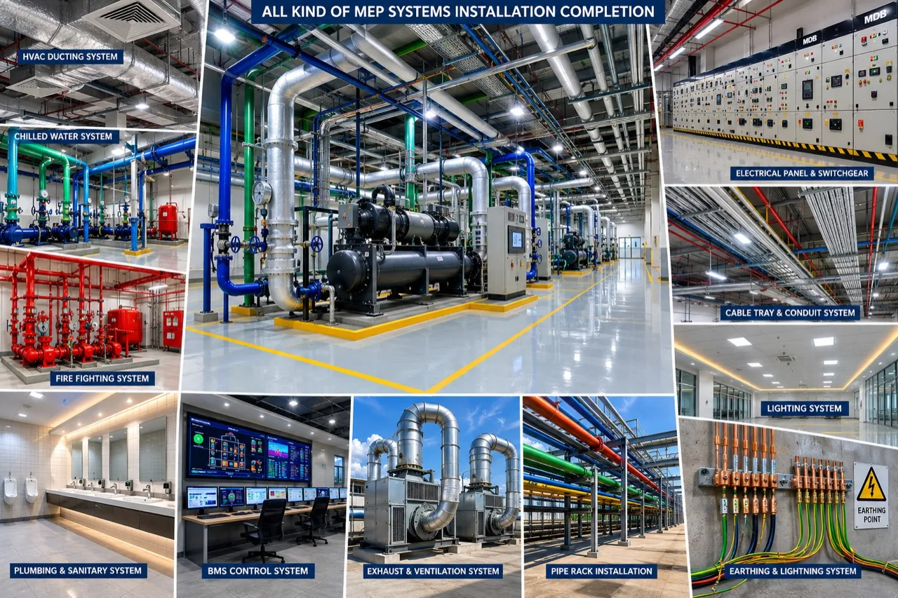 Process piping systems — chilled water, compressed air and pipe racks